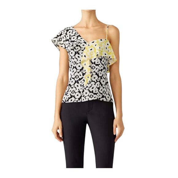 Slate & Willow Yellow Floral Ruffle Top Size 2 - Picture 1 of 3